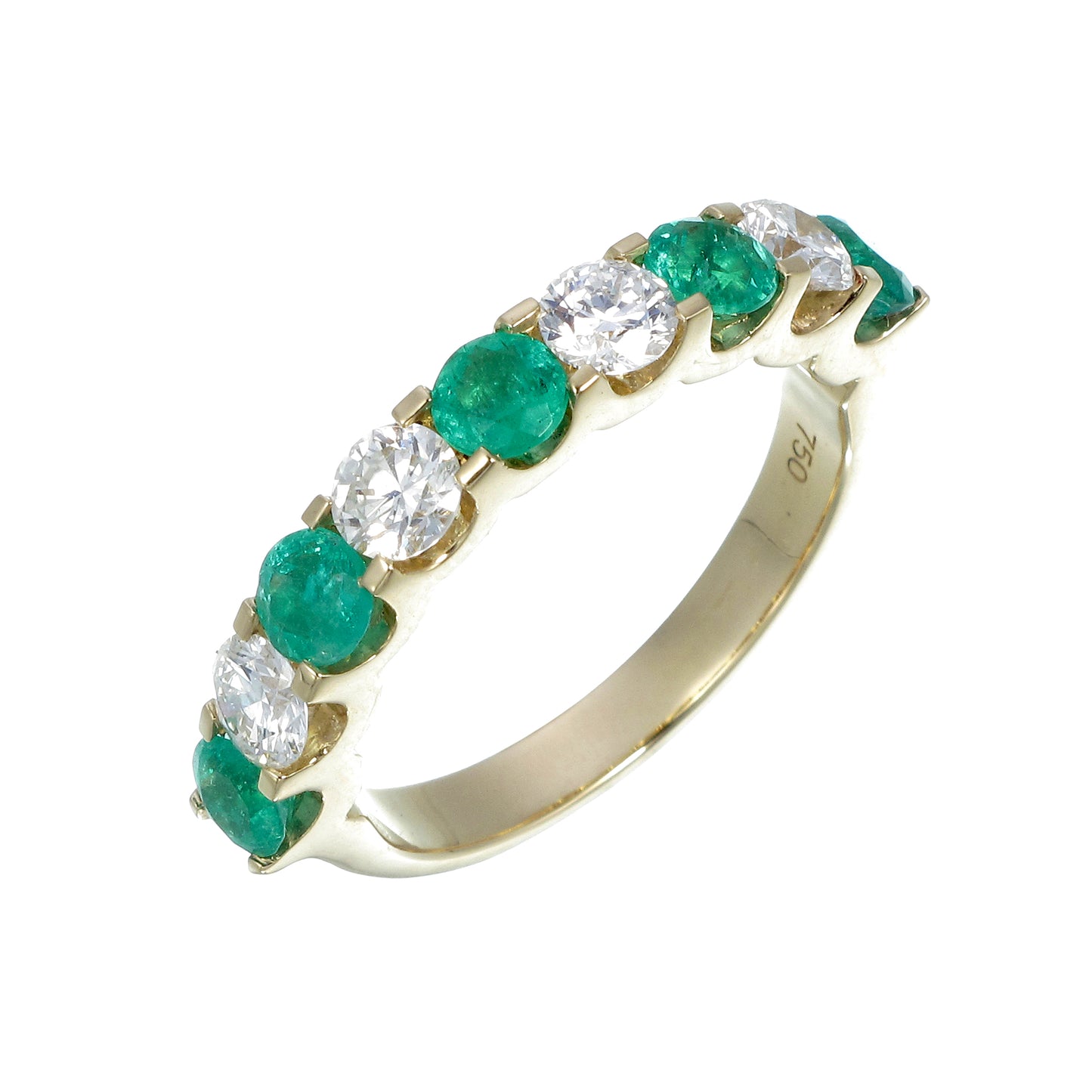 18K Gold Emerald and Diamond Eternity Band