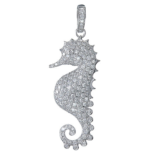 Seahorse Pendant in 18K White Gold
