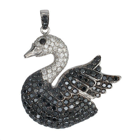 Swan Pendant in 18K White Gold