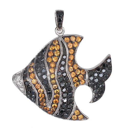 Fish Pendant in 18K White Gold