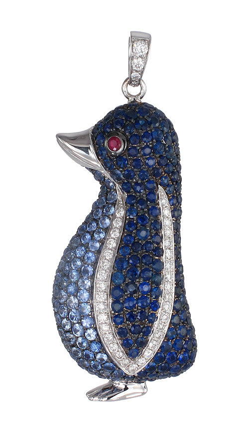 Penguin Pendant in 18K White Gold