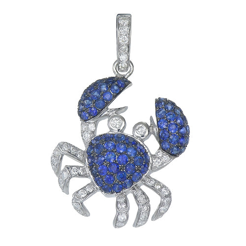 Crab Pendant in 18K White Gold