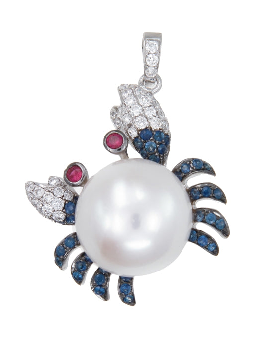 Azure-Eyed Crab Pendant (Sapphire Edition)