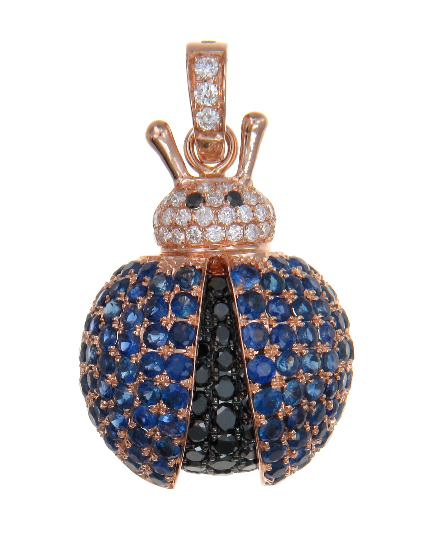 Ladybug Pendant in 18K Rose Gold - Sapphire and Ruby Variations