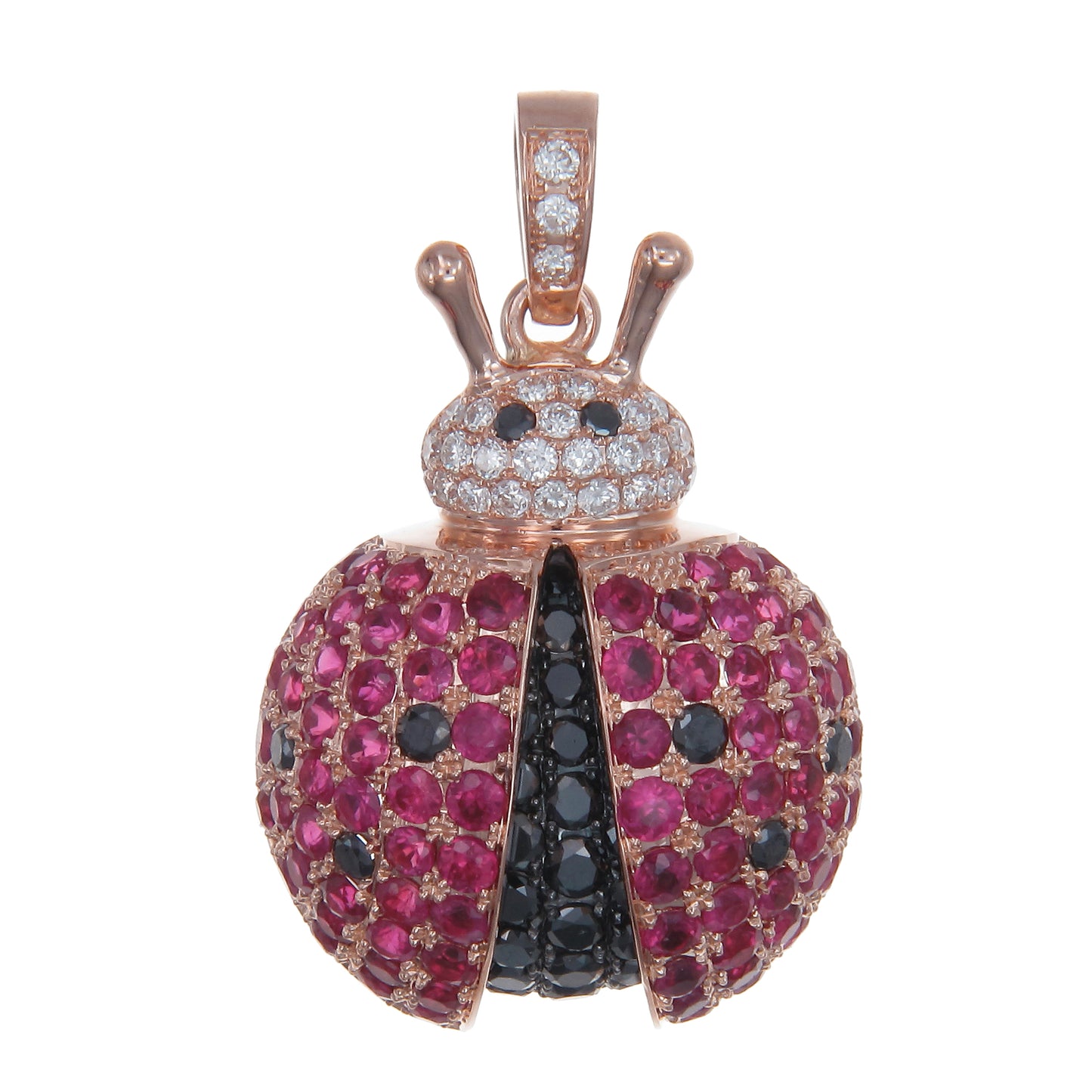 Ladybug Pendant in 18K Rose Gold - Sapphire and Ruby Variations