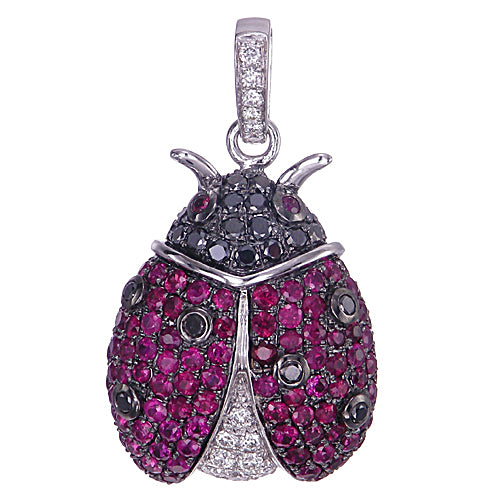 Ladybug Pendant in 18K White Gold