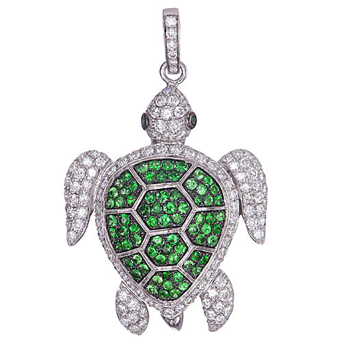 Turtle Pendant in 18K White Gold