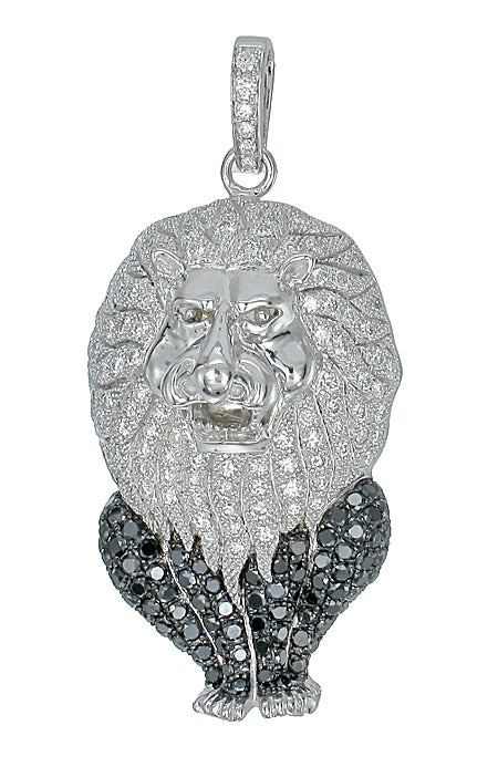 Lion Pendant in 18K White Gold