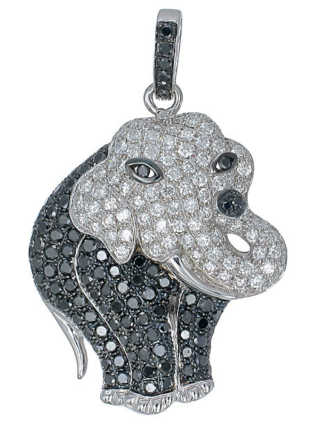 Elephant Pendant in 18K White Gold