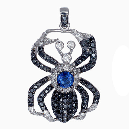 Spider Pendant with Blue Sapphire in 18K White Gold