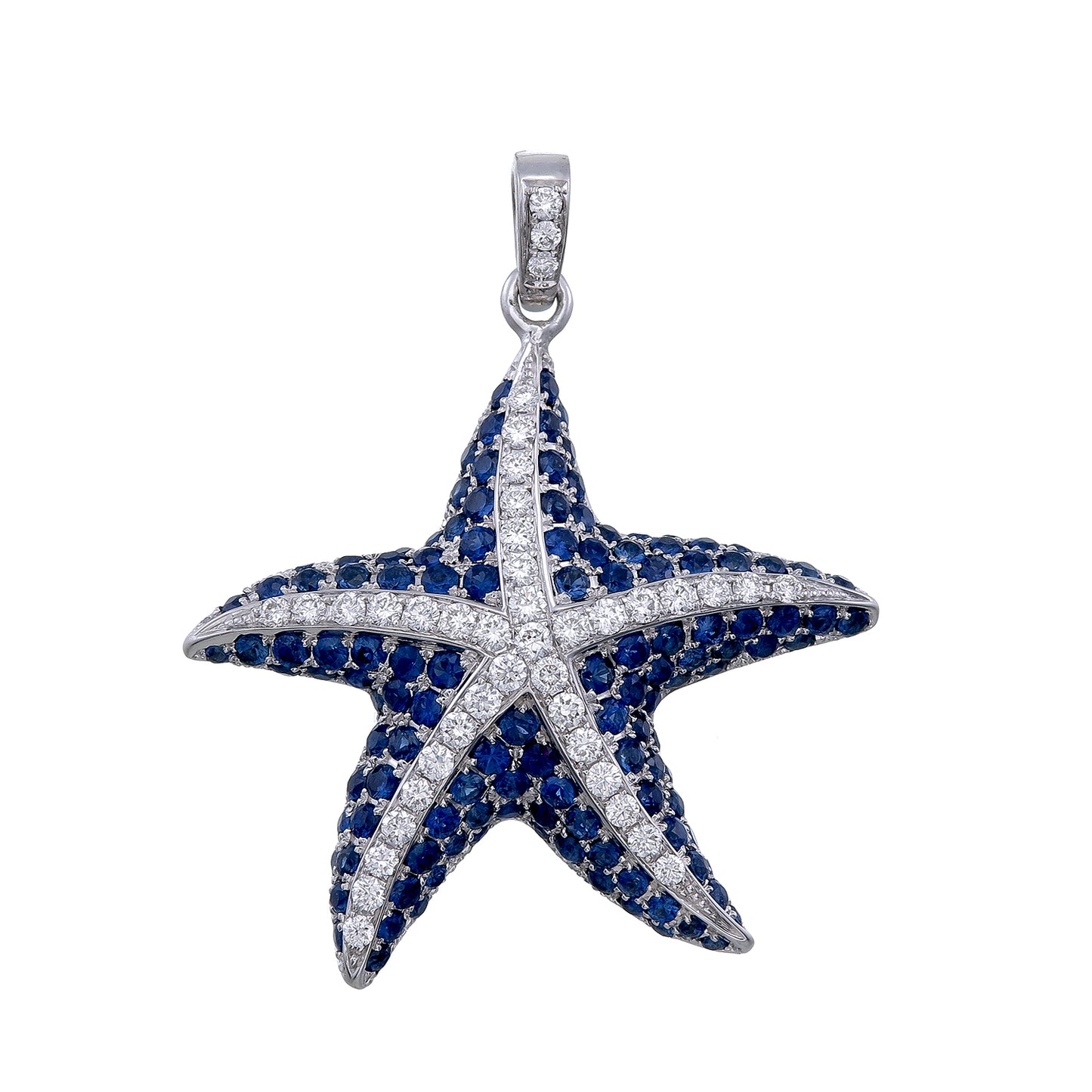 Medium Starfish Pendant in 18K Yellow Gold with Sapphires