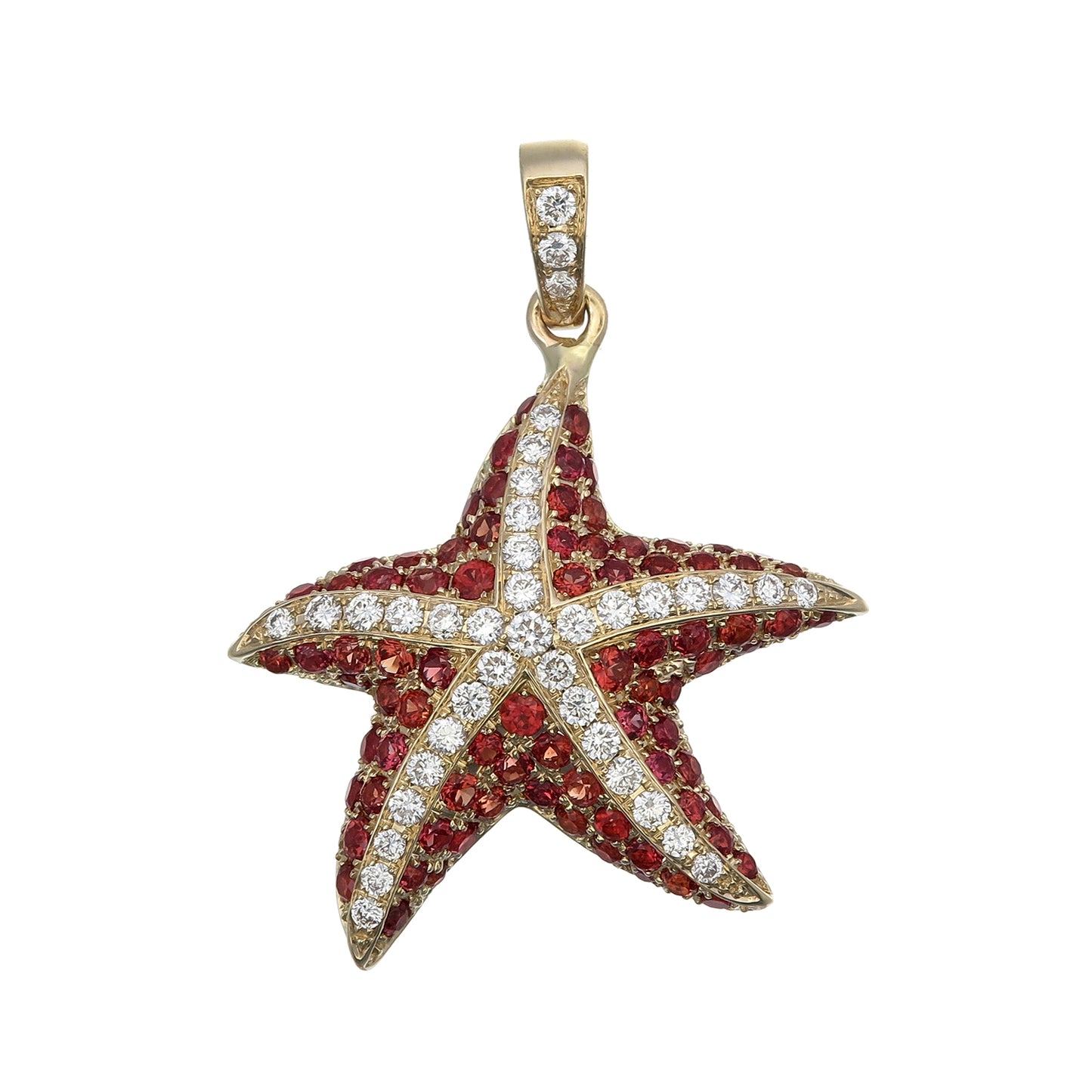 Mini Starfish Pendant in 18K Gold - Multiple Gemstone Variations