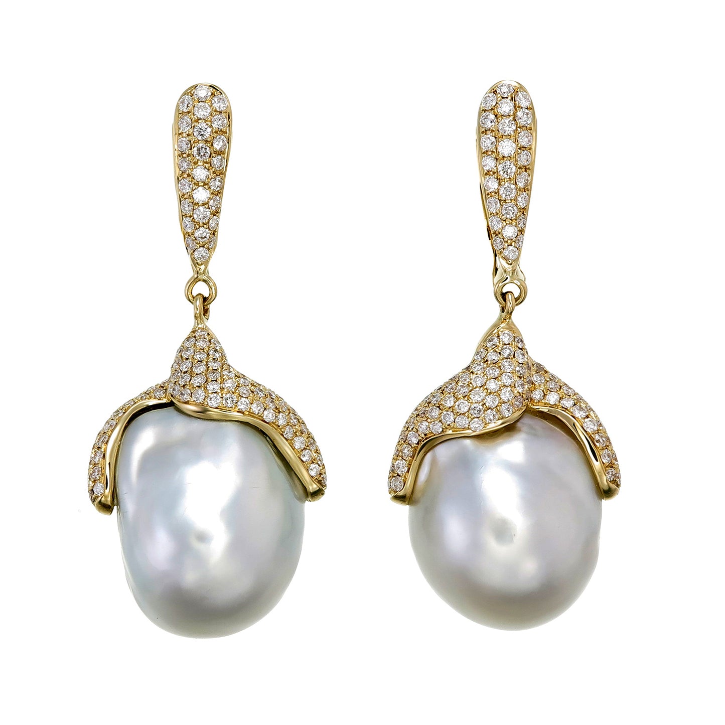 18K Elegant Baroque Drop Earrings