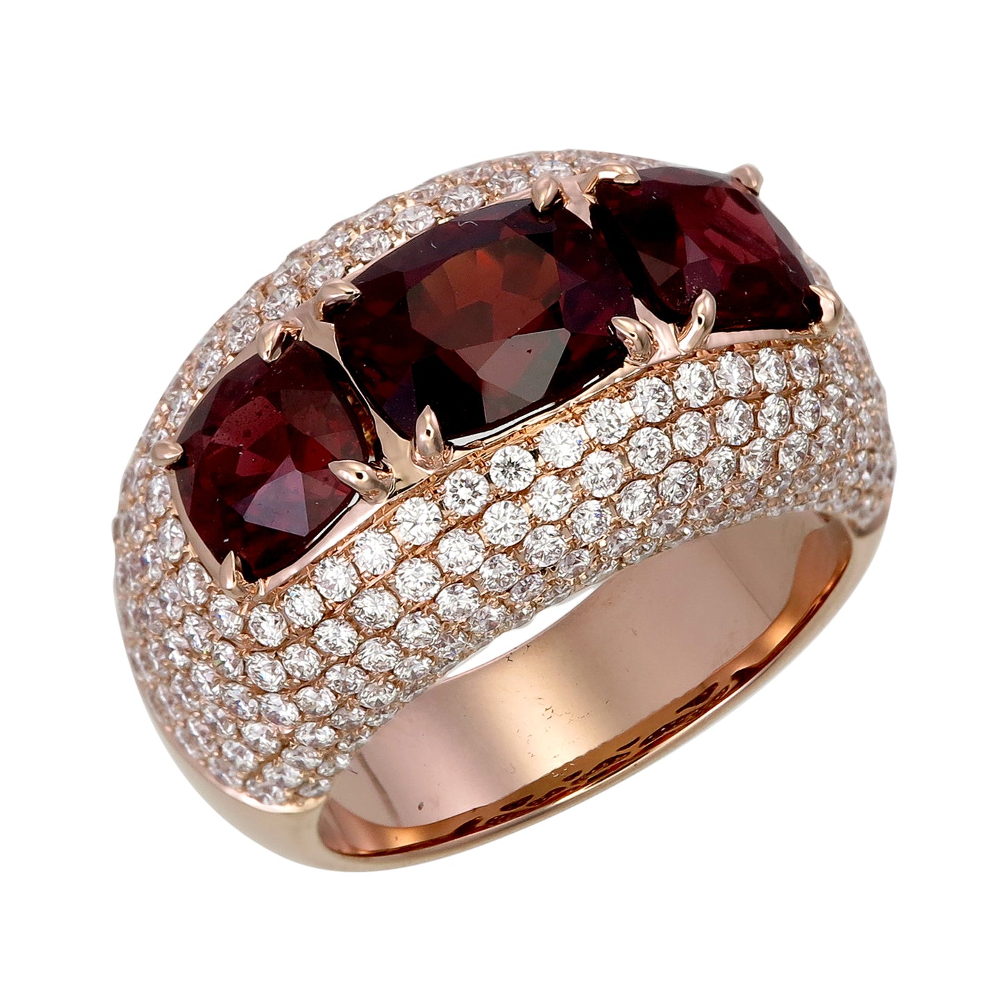 18K Rose Gold Cushion-Cut Rubellite and Diamond PavÃ© Ring