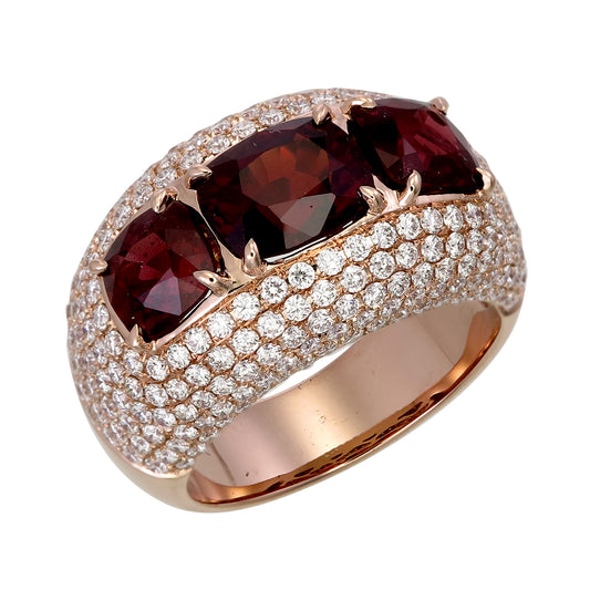 18K Rose Gold Cushion-Cut Rubellite and Diamond PavÃ© Ring