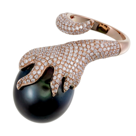 18K Rose Gold and Tahitian Pearl Statement Ring