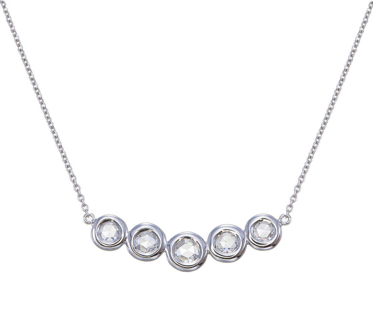 18K White Gold Necklace with Rose-Cut Diamond Accents