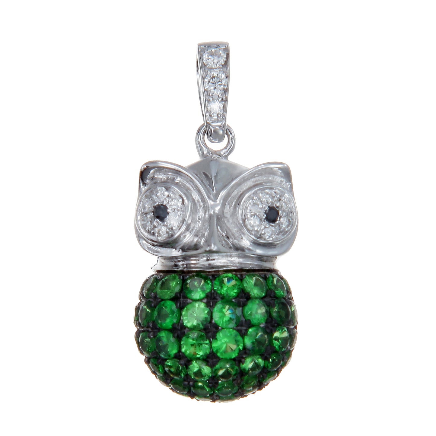 Mini Owl Pendant in 18K Gold - Multiple Gemstone Options