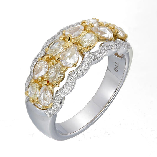 18K White and Yellow Gold Elegant Diamond Band Ring